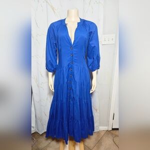 Calvin Klein Royal Blue Button-Front Maxi Dress